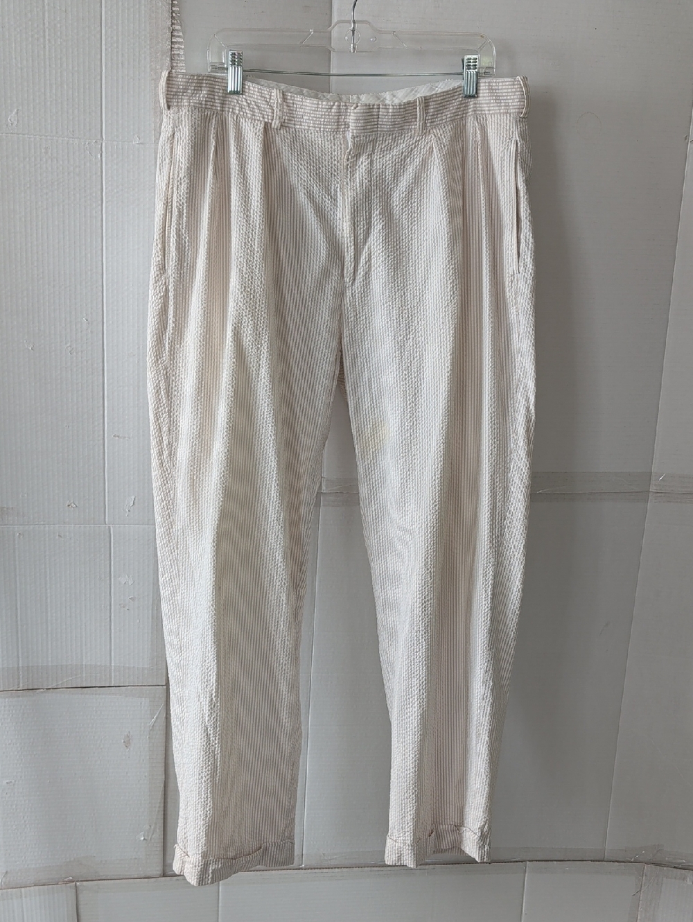 Polo Ralph Lauren Cream Tan Seersucker Chinos Pants Men SZ 36/29 Neutral Classic